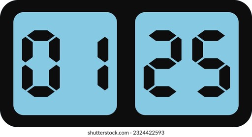 Vector image of blue screen digital clock.