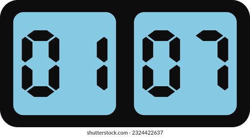 Vector image of blue screen digital clock.
