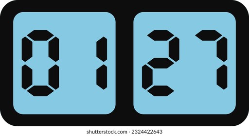 Vector image of blue screen digital clock.