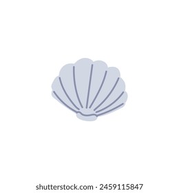 Vector image of a blue seashell, perfect for a summer travel theme. Features a single seashell in a flat design style on a clean, isolated background.
