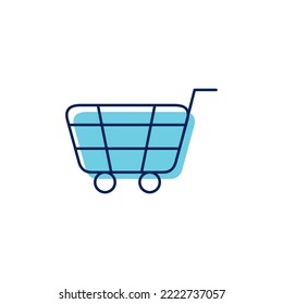 imagen vectorial de un carro de la compra azul con fondo blanco