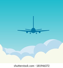vector image of blue silhouette airplane