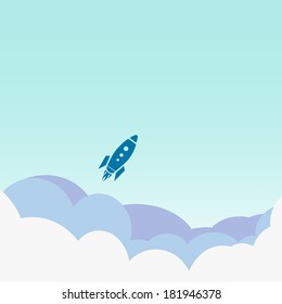 vector image of blue silhouette rocket