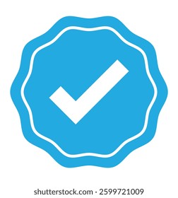 Vector image of blue tick . Check mark icon vector set. Blue Tick box, checkbox symbol. Verified account badge. Profile verification check marks icon. Approved symbol. 1176
