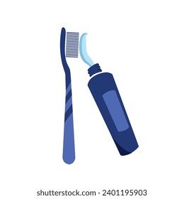 vector image of a blue toothbrush and toothpaste, good for icons, banners, covers, logos