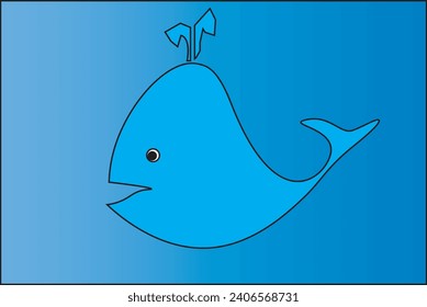 vector image of blue whale in the blue sea