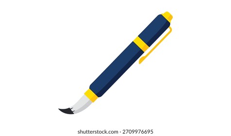 Una Imagen de Vector de un pincel azul y amarillo con una tapa de la pluma, aislado contra un fondo blanco, perfecto para el diseño y la ilustración