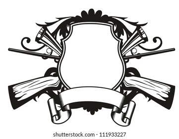 Vector image board crossed guns and patterns