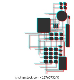 Vector image of the board. Stylized from three colors of black, light-sine and red colored icons that transmit the effect of 3d. Stylized image.