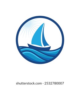 vector image of a boat sailing the ocean