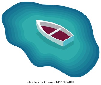 Vector image of a boat in the sea in isometry