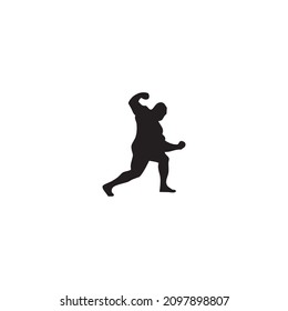 vector image with bodybuilder, silhouette