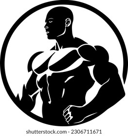 Vektorbild mit Bodybuilder, Silhouette