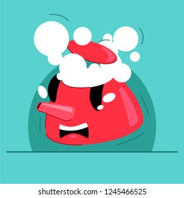 vector image of a boiling red kettle