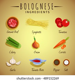 Vector Image. Bolognese. Ingredients. The View From The Top