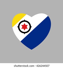 Vector image of Bonaire flag in heart on gray background.
