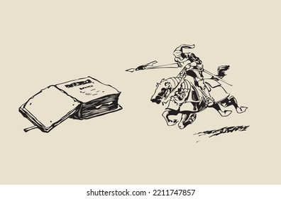 Vector image - a book describing the exploits of a knight