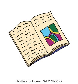 Vector image of a book. World Book and Copyright Day concept. Color Image of an open book.