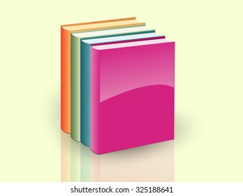 vector image of books icon pink, orange green blue