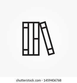 Vector image of books standing on a shelf. Vector icon on white isolated background.