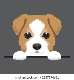 Imagen vectorial de un perro marrón de la línea de borde. Perrito de corte