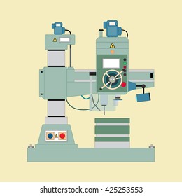 Vector image of boring mill, flat style.