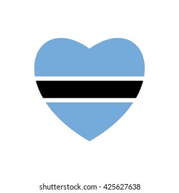 Vector image of Botswana flag in heart on gray background.