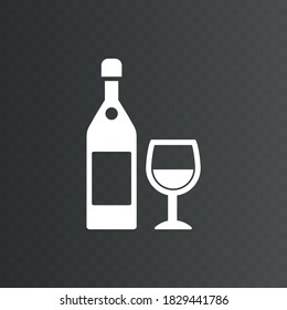 Vector image. Image of a bottle and a glass. Celebration icon.