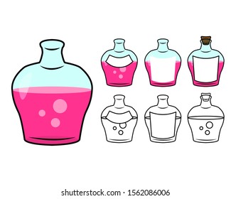 Vector image of bottle set for chemical experiments