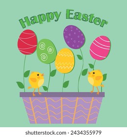 Vector image of a bouquet of Easter eggs. Happy Easter!