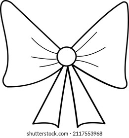 Vector image of a bow. A romantic love message. An element of the decor of a wedding celebration.A simple contour vector, website or mobile application.
