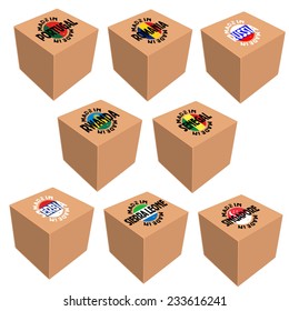 Vector image of box with national attributes 