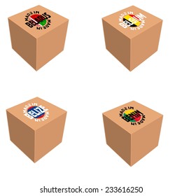 Vector image of box with national attributes 