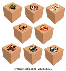 Vector image of box with national attributes 