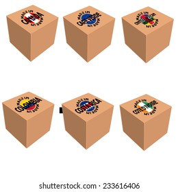 Vector image of box with national attributes 