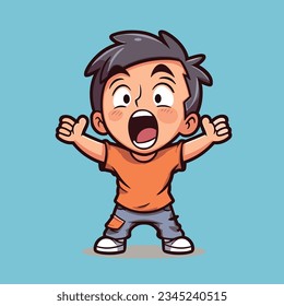 Vector image of a boy angry Vector image of a wow boy angry