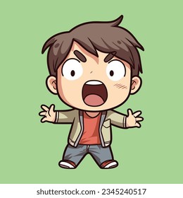 Vector image of a boy angry Vector image of a wow boy angry