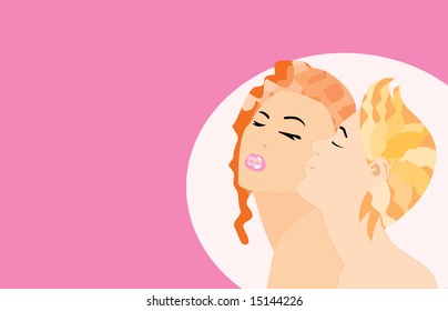 vector image of boy and girl portrait