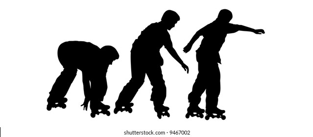 vector image of boy go skating