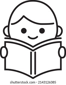 vector image of a boy reading a book