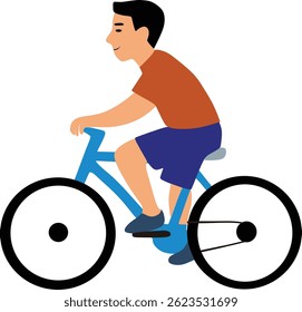 vector image of boy using bicycle