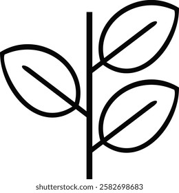 vector image of a branch with 3 leaves