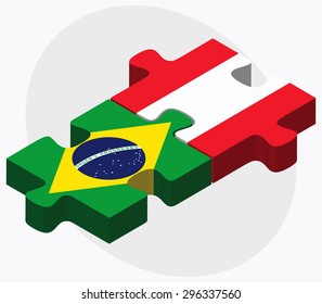 Vector Image - Brazil and Austria Flags in puzzle  isolated on white background
