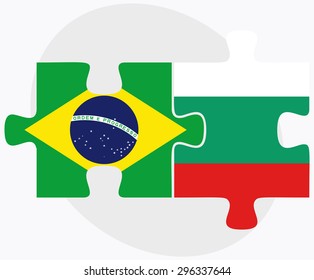 Vector Image - Brazil and Bulgaria Flags in puzzle  isolated on white background