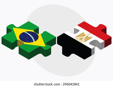 Vector Image - Brazil and Egypt Flags in puzzle isolated on white background
