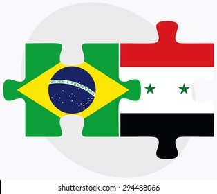 Vector Image - Brazil and Syria Flags in puzzle isolated on white background

