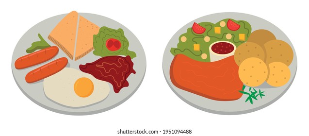 vector image of breakfast and lunch meal