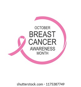 Vector image of breast cancer awareness ribbon.Poster design.October is cancer awareness month.