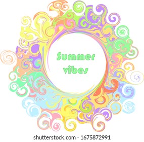 Vector image of bright colorful abstract frame with a lot of twirls