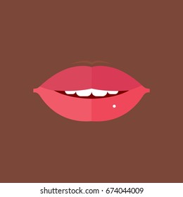 Vector image of a bright lipstick lip of an African American. Universal use of the image.